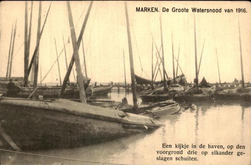 Marken tijdens de Groote Watersnood 1916, Verzamelen, Ansichtkaarten | Nederland, Ongelopen, Noord-Holland, Voor 1920, Ophalen of Verzenden