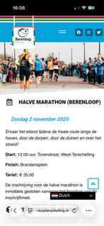 2 tickets halve marathon berenloop terschelling, Tickets en Kaartjes, Twee personen, Ticket of Toegangskaart