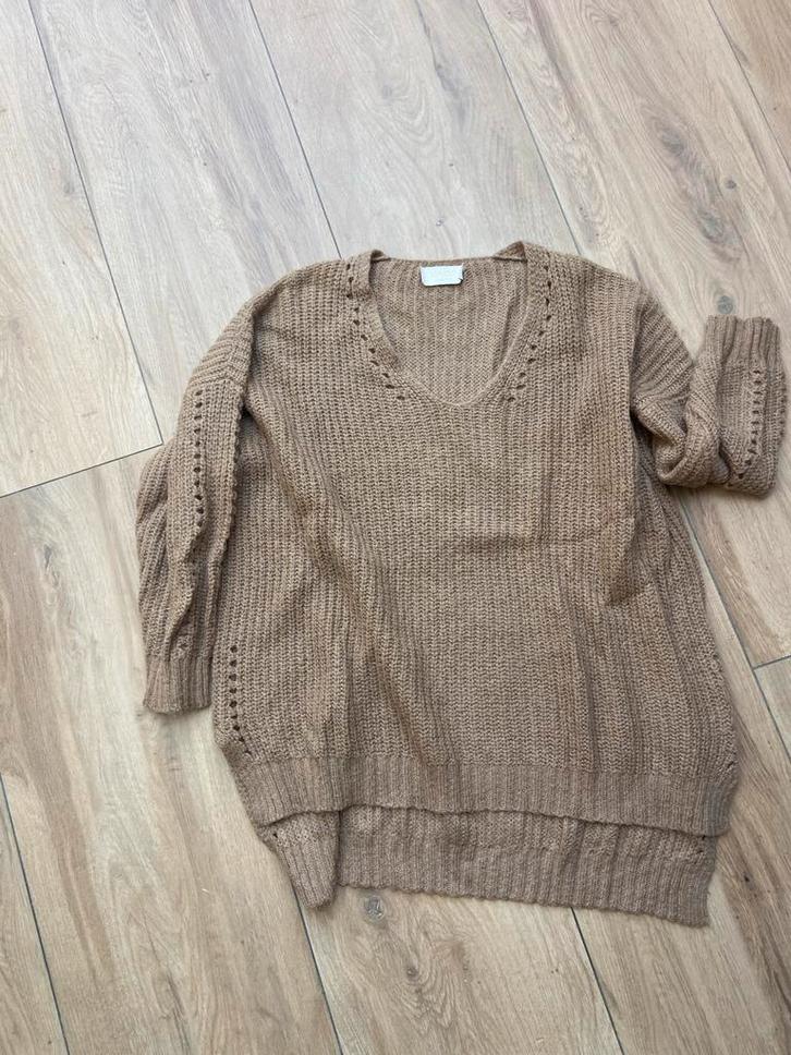 Oversized Vintage Knit Trui - XXL, Kleding | Dames, Truien en Vesten, Gedragen, Maat 46/48 (XL) of groter, Beige, Ophalen of Verzenden