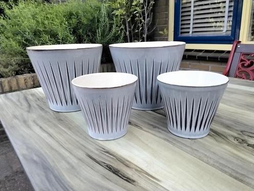 4 (of 8) prachtige bloempotten, jaren 50, Erica., Antiek en Kunst, Antiek | Woonaccessoires, Ophalen of Verzenden