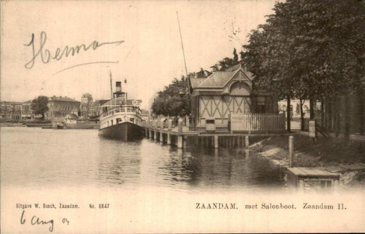 Zaandam - met Salonboot, Verzamelen, Ansichtkaarten | Nederland, Gelopen, Noord-Holland, Voor 1920, Ophalen of Verzenden
