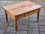 Antieke Grenen Salontafel met Lade van rond 1920, Huis en Inrichting, Gebruikt, 50 tot 100 cm, 50 tot 100 cm, Minder dan 50 cm