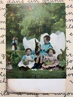 Pasen - kindjes met paashaas en mandje eieren (CC), Verzamelen, Ansichtkaarten | Themakaarten, Ophalen of Verzenden, Voor 1920