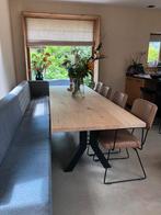 Tafel en blauwgrijze bank, Ophalen, 200 cm of meer, 50 tot 100 cm, Zo goed als nieuw