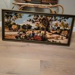 Groot borduur schilderij met romantische voorstelling, Antiek en Kunst, Ophalen of Verzenden