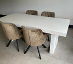 Wit stalen poot u-frame wit blad tafel eettafel bureau buro, Ophalen, 200 cm of meer, 50 tot 100 cm, Vijf personen of meer