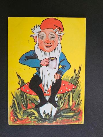 Oude Prentkaart Kabouter met Kopje beschikbaar voor biedingen