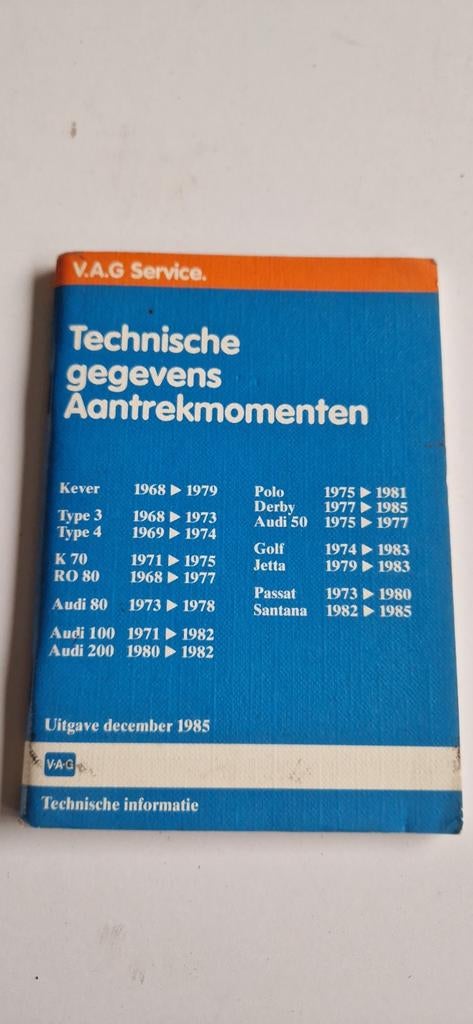 WerkplaatshandboekVAG Kever, RO 80 K70 Audi 80,100,200 Golf1, Ophalen of Verzenden