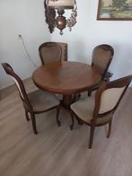 Antieke Eettafel met 4 Stoelen, Huis en Inrichting, Ophalen, Gebruikt, Klassiek, 4 tot 6 stoelen