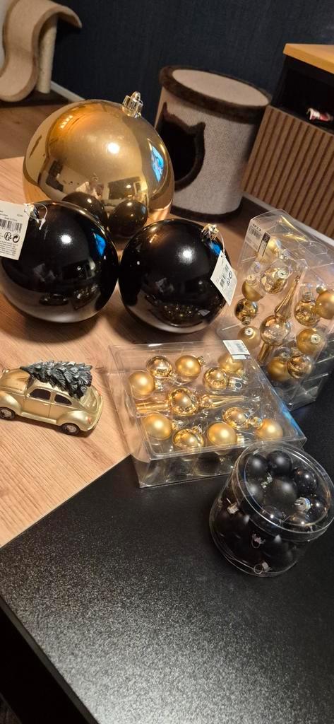 Complete set kerstversieringen zwart & goud, Diversen, Kerst, Nieuw, Ophalen