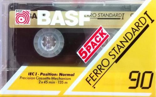 BASF Muziekcassette - 5 Ferro 90 Package Nieuw, Cd's en Dvd's, Cassettebandjes, Nieuw in verpakking, Onbespeeld, Overige genres
