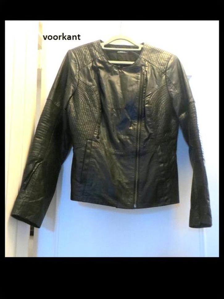 Prachtige Zwarte Leren BIKERJAS maat L /38-40!, Kleding | Dames, Jasjes, Kostuums en Pakken, Nieuw, Jasje, Maat 38/40 (M), Zwart