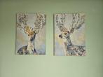 Canvas schilderij hert, 2 stuks, 50 x 70 cm, Huis en Inrichting, Woonaccessoires | Schilderijen, Tekeningen en Foto's, Ophalen