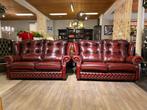 ENGELSE SPRINGVALE CHESTERFIELD 2 X 2,5 ZITS antiek rood, Huis en Inrichting, Ophalen of Verzenden, Gebruikt, 75 tot 100 cm, 150 tot 200 cm