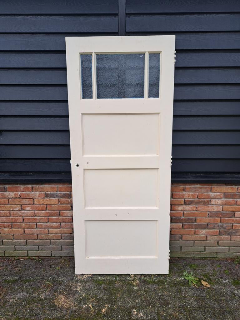 Paneeldeur met glas - 3 vaks - 196x83 cm, Doe-het-zelf en Verbouw, Ophalen, Gebruikt, 80 tot 100 cm, Binnendeur