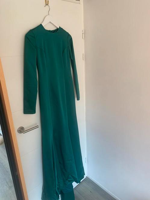 Prachtige donkergroene avondjurk met sleep zgan, Kleding | Dames, Gelegenheidskleding, Zo goed als nieuw, Galajurk, Maat 36 (S)