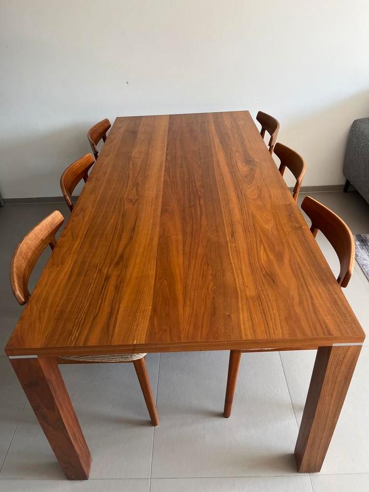 Nette houten eettafel, Huis en Inrichting, Tafels | Eettafels, Gebruikt, 50 tot 100 cm, 200 cm of meer, Vijf personen of meer