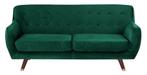 Gestoffeerde retro 3 zits bank smaragdgroen fluweel, Huis en Inrichting, Banken | Bankstellen, Ophalen, Driepersoons, 75 tot 100 cm
