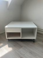 Te koop: salontafel wit met glazen plaat, Huis en Inrichting, Ophalen, 50 tot 100 cm, Vierkant, 50 tot 100 cm
