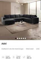 Zwarte velvet hoekbank, Ophalen, Zo goed als nieuw, 150 cm of meer, Vierpersoons of meer