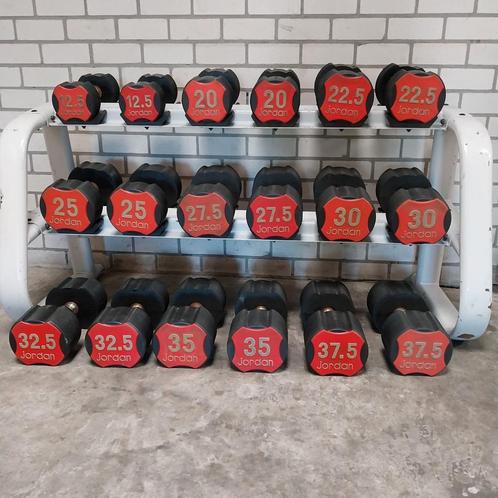 Jordan urethane dumbells set  12.5 kilo tot 37.5 kilo, Sport en Fitness, Fitnessmaterialen, Zo goed als nieuw, Dumbbell, Ophalen