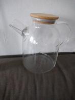 Glazen theepot met houten deksel, Ophalen of Verzenden, Glas, Overige stijlen, Overige typen