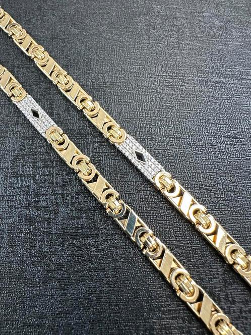 14k Gouden Valentino Ketting met zirkonia, Sieraden, Tassen en Uiterlijk, Kettingen, Nieuw, Goud, Met edelsteen, Ophalen of Verzenden