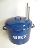 Blauw geëmailleerde weckketel met thermometer en rooster, Ophalen of Verzenden, Gebruikt