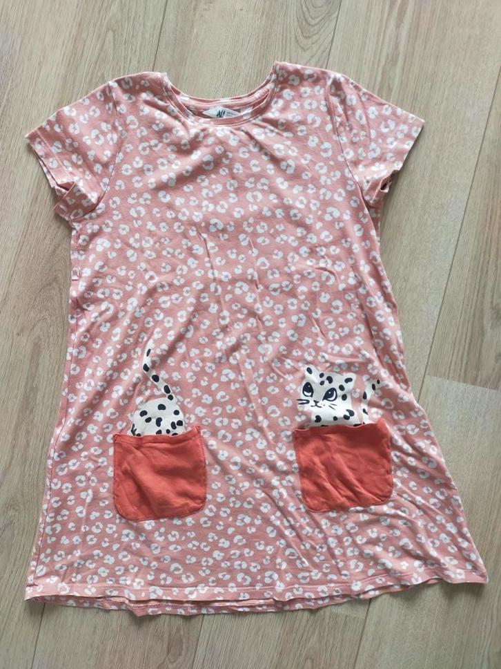 Zgan! Lief luipaard jurkje met zakken van H&M. Mt 134/140, Kinderen en Baby's, Kinderkleding | Maat 134, Zo goed als nieuw, Meisje