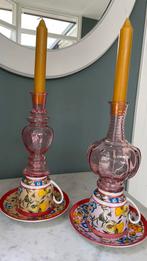 Vintage Romantische Kandelaars - Hergebruik, Overige materialen, Gebruikt, Ophalen of Verzenden, Rood