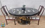 Vintage Ovale Chinese Eettafel  / Oosterse tafel (speksteen), Ophalen of Verzenden