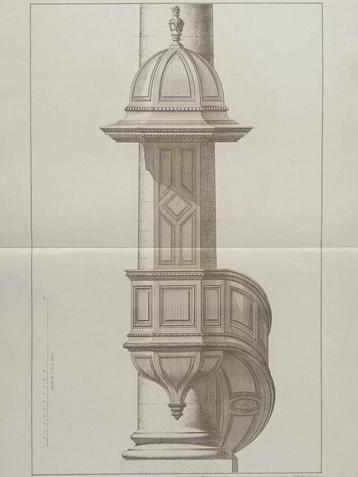 Grote originele litho, 1900 – Preekstoel – Antieke prent beschikbaar voor biedingen