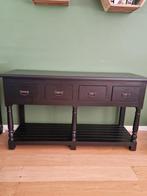 Zwarte sidetable met 4 lades en plank., Ophalen, Gebruikt, 100 tot 150 cm, Side table