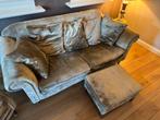 Chique velvet salonset: bank, 2 stoelen en hocker, Ophalen, Gebruikt, Driepersoons, 75 tot 100 cm