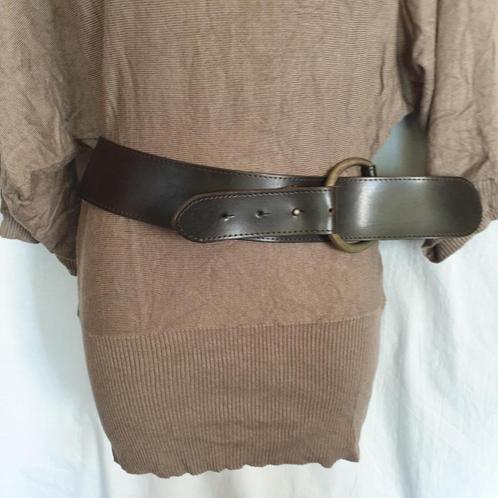 Brede bruine leren riem mt 95 breedte: 5.5 cm, Kleding | Dames, Riemen en Ceinturen, Zo goed als nieuw, Heupriem, 90 tot 100 cm