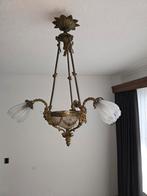 Antieke kroonluchter met glazen kelk, Antiek en Kunst, Antiek | Lampen, Ophalen of Verzenden