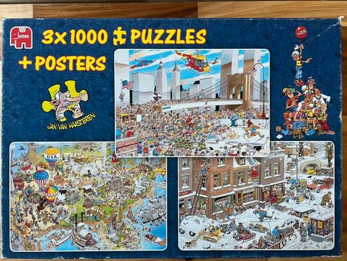 Jan van Haasteren 3x 1000 in 1 doos, Hobby en Vrije tijd, Denksport en Puzzels, Gebruikt, Legpuzzel, 500 t/m 1500 stukjes, Ophalen of Verzenden