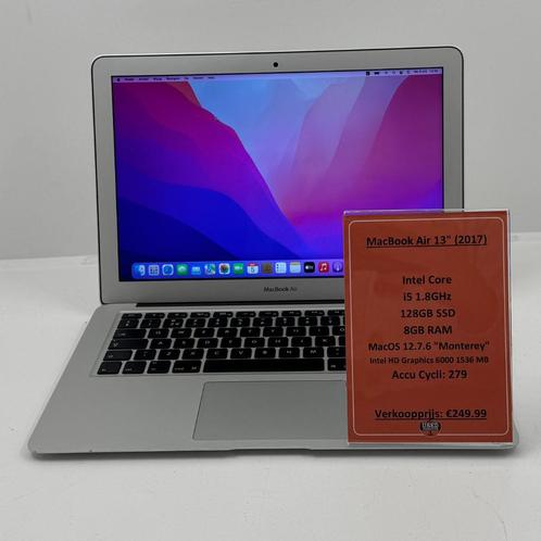 Macbook Air 2017 13inch Laptop | Intel core i5 128GB SSD 8GB, Computers en Software, Apple Macbooks, Zo goed als nieuw, MacBook Air