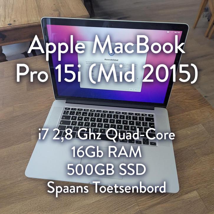 MacBook Pro 15" (2015) – i7 2,8GHz – 16GB – 500GB SSD – Reti, Computers en Software, Apple Macbooks, Gebruikt, MacBook Pro, 15 inch