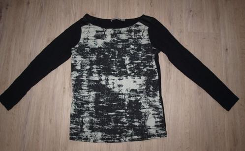 Zwart met Creme Longsleeve Steps (M), Kleding | Dames, T-shirts, Gedragen, Maat 38/40 (M), Zwart, Lange mouw, Ophalen of Verzenden