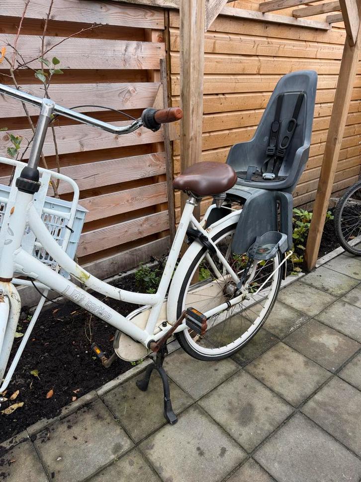 Witte Damesfiets met kinderzitje, Fietsen en Brommers, Fietsen | Dames | Damesfietsen, Gebruikt, Overige merken, (Extra) lage instap