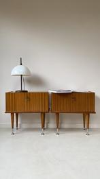 Vintage teak houten nachtkastjes, Vintage, Vintage, 55 tot 70 cm, Zo goed als nieuw