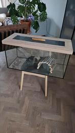 Terrarium Glazen bak met Houten deksel en rooster 45x80x35cm, Zo goed als nieuw, 75 tot 110 cm, Ophalen, Minder dan 60 cm