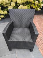 4 Zwarte Wicker Stoelen met Kussens, Ophalen of Verzenden, Gebruikt, Wicker