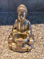 zittende boeddha van goudglanzend tin koper en wierook bakje, Ophalen of Verzenden, Zo goed als nieuw