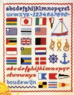 A43 borduurpatroon vlaggenlap, 40 x 50 cm, Handborduren, Patroon, Gebruikt, Ophalen of Verzenden