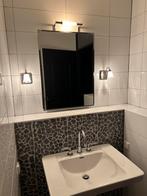 Wastafel compleet met kranen, zuil, spiegel en verlichting, Ophalen, Gebruikt, 50 tot 100 cm, Minder dan 100 cm