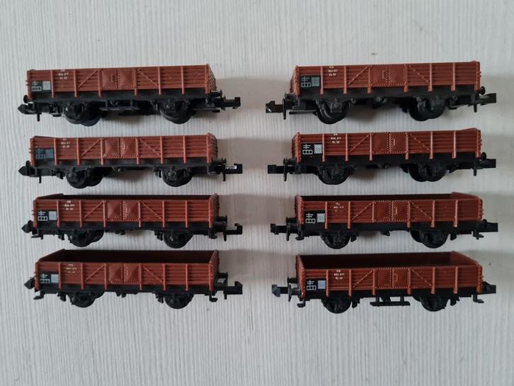 8 Minitrix DB lagebakwagons 13251, Hobby en Vrije tijd, Modeltreinen | N-Spoor, Gebruikt, Wagon, Gelijkstroom, Trix, Ophalen of Verzenden