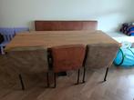 Luxe Eettafel Set Table du Sud Leer en Eikenhout, Huis en Inrichting, Ophalen, Eikenhout, 100 tot 150 cm, Zo goed als nieuw