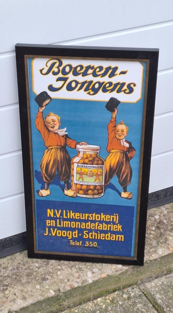 Reclame poster, affiche Boerenjongens likeur Schiedam., Verzamelen, Merken en Reclamevoorwerpen, Gebruikt, Reclamebord, Ophalen